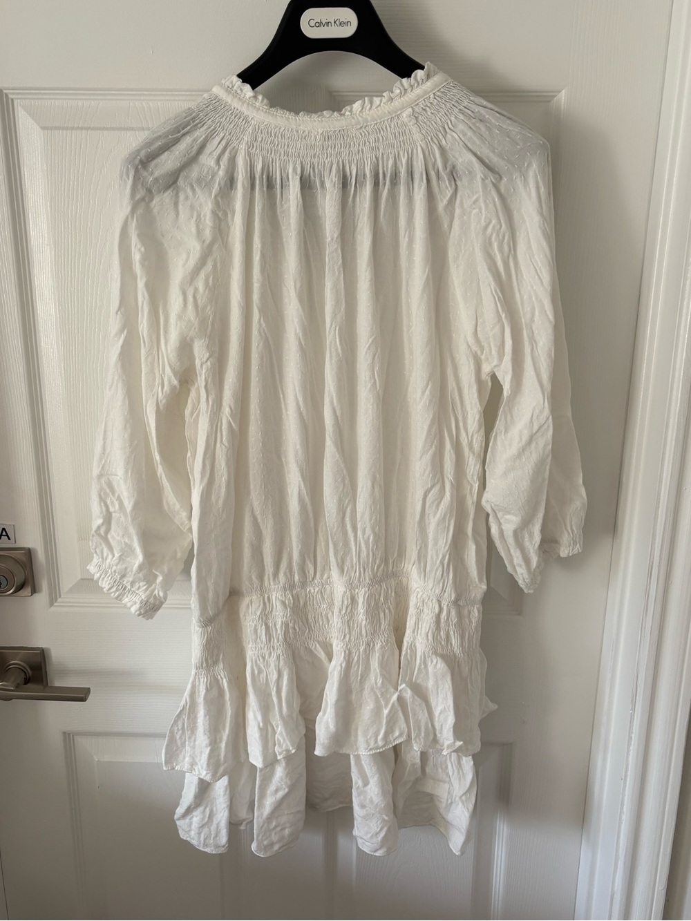 Umgee smocked tiered mini dress with three-quarter puff sleeves Size L - Picture 2 of 5